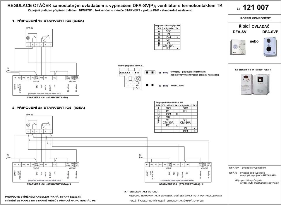 .. - 0Hz SPOJENO - při použití s elektrickým plynovým ohřívačem (tovární nastavení) LS Starvert ic-f a/ ig-4 0-20 - 0Hz ROZPOJENO STRVERT ic (STRVERT ig) 2.