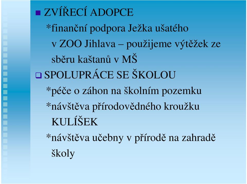 SE ŠKOLOU *péče o záhon na školním pozemku *návštěva