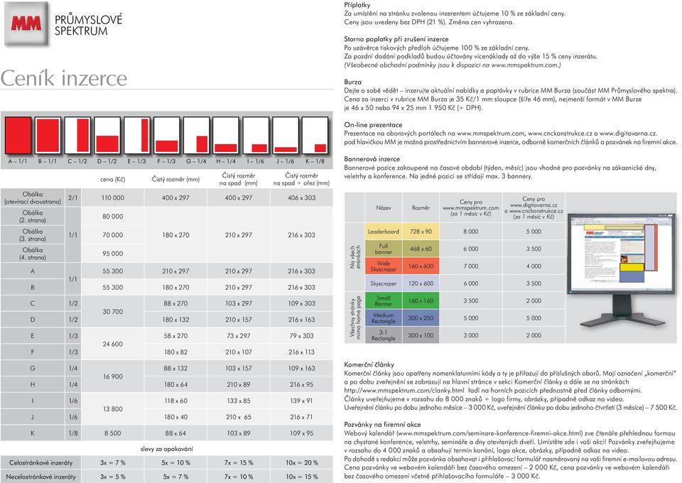 (Všeobecné obchodní podmínky jsou k dispozici na www.mmspektrum.com.) Burza Dejte o sobě vědět inzerujte aktuální nabídky a poptávky v rubrice MM Burza (součást MM Průmyslového spektra).