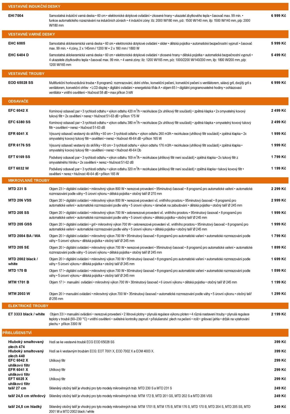 VESTAVNÉ TROUBY EOD 65028 SS ODSAVAČE Samostatná sklokeramická varná deska 60 cm elektronické dotykové ovládání slider dětská pojistka automatické bezpečnostní vypnutí časovač max. 99 min.