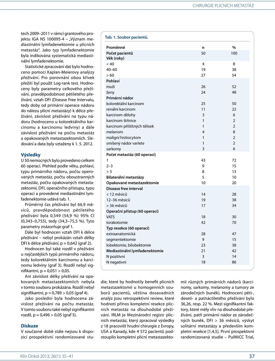 IRLM je Mezinárodní registr plicních metastáz, který zpracoval výsledky z 8 pracovišť hrudní chirurgie z Evropy, USA a Kanady, kde 4 57 pacientů podstoupilo kompletní plicní metastazektotech 9 v