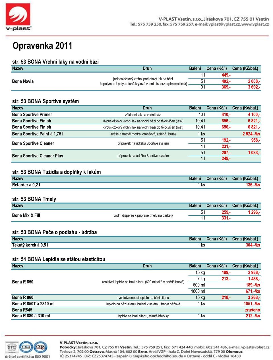 Sportive Finish dvousložkový barvy na vyznačení vrchní lak sportovišť na vodní (bílá, bázi do černá, tělocvičen červená, (mat) 10,4 l 656,- 6 821,- Bona Sportive Paint á 1,75 l světle a tmavě modrá,