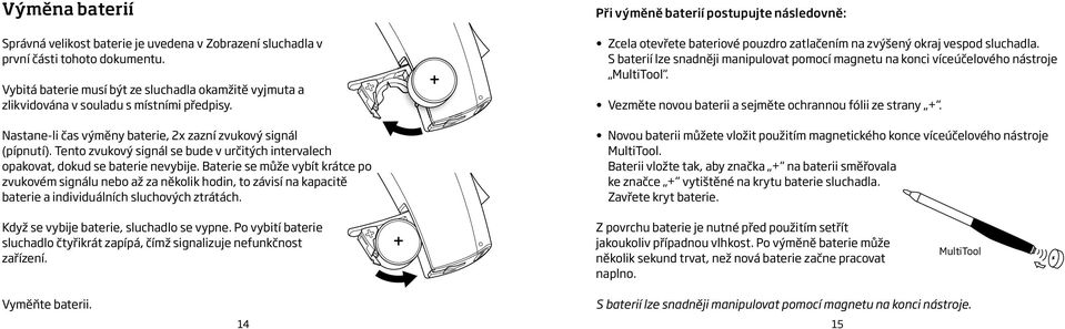 Tento zvukový signál se bude v určitých intervalech opakovat, dokud se baterie nevybije.