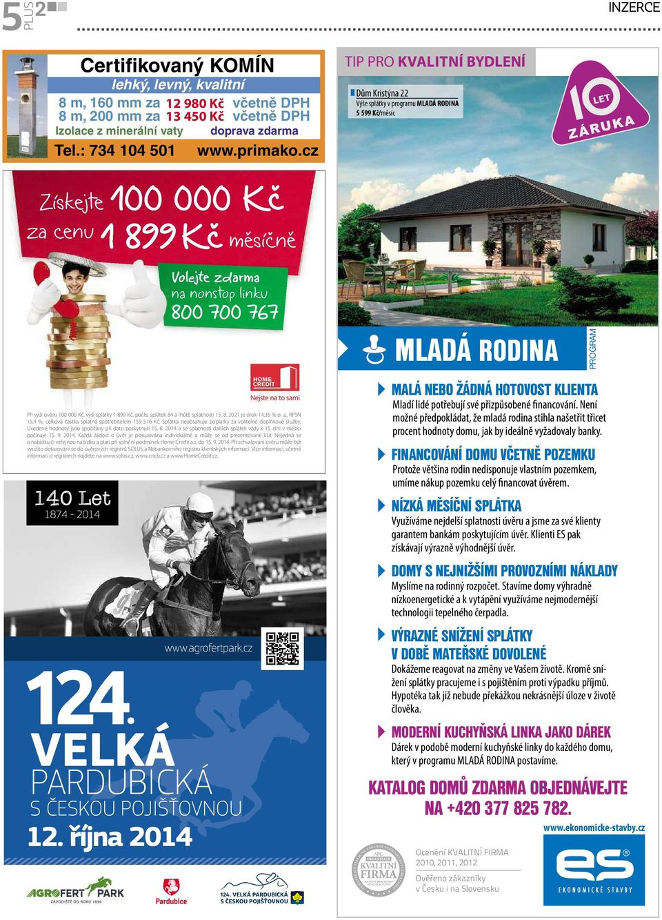 100 000 Kč, výši splátky 1899 Kč, počtu splátek 84 alhůtě splatnosti 15. 8. 2021 je úrok 14,35 %p.a., RPSN 15,4 %, celková částka splatná spotřebitelem 159 516 Kč.