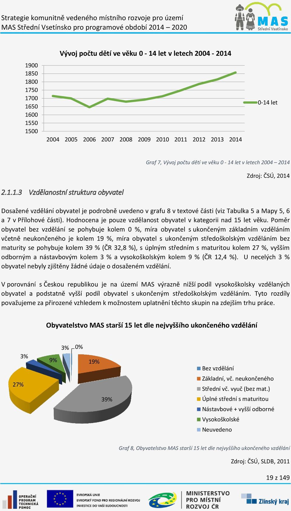 Hodnocena je pouze vzdělanost obyvatel v kategorii nad 15 let věku.