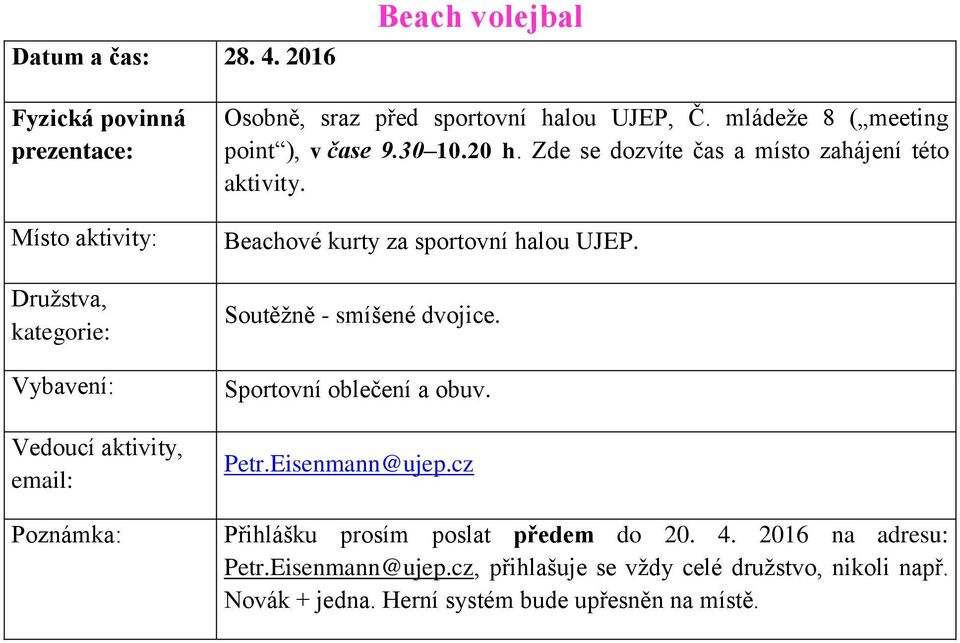 cz Přihlášku prosím poslat předem do 20. 4. 2016 na adresu: Petr.