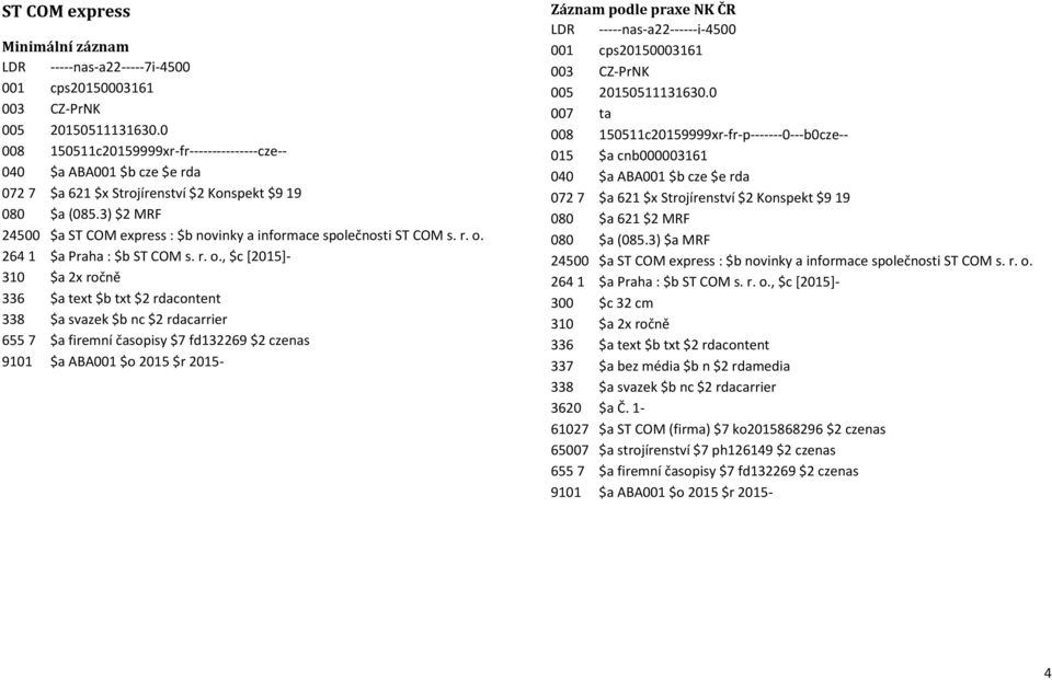 264 1 $a Praha : $b ST COM s. r. o., $c [2015]- 310 $a 2x ročně 655 7 $a firemní časopisy $7 fd132269 $2 czenas 9101 $a ABA001 $o 2015 $r 2015-001 cps20150003161 005 20150511131630.