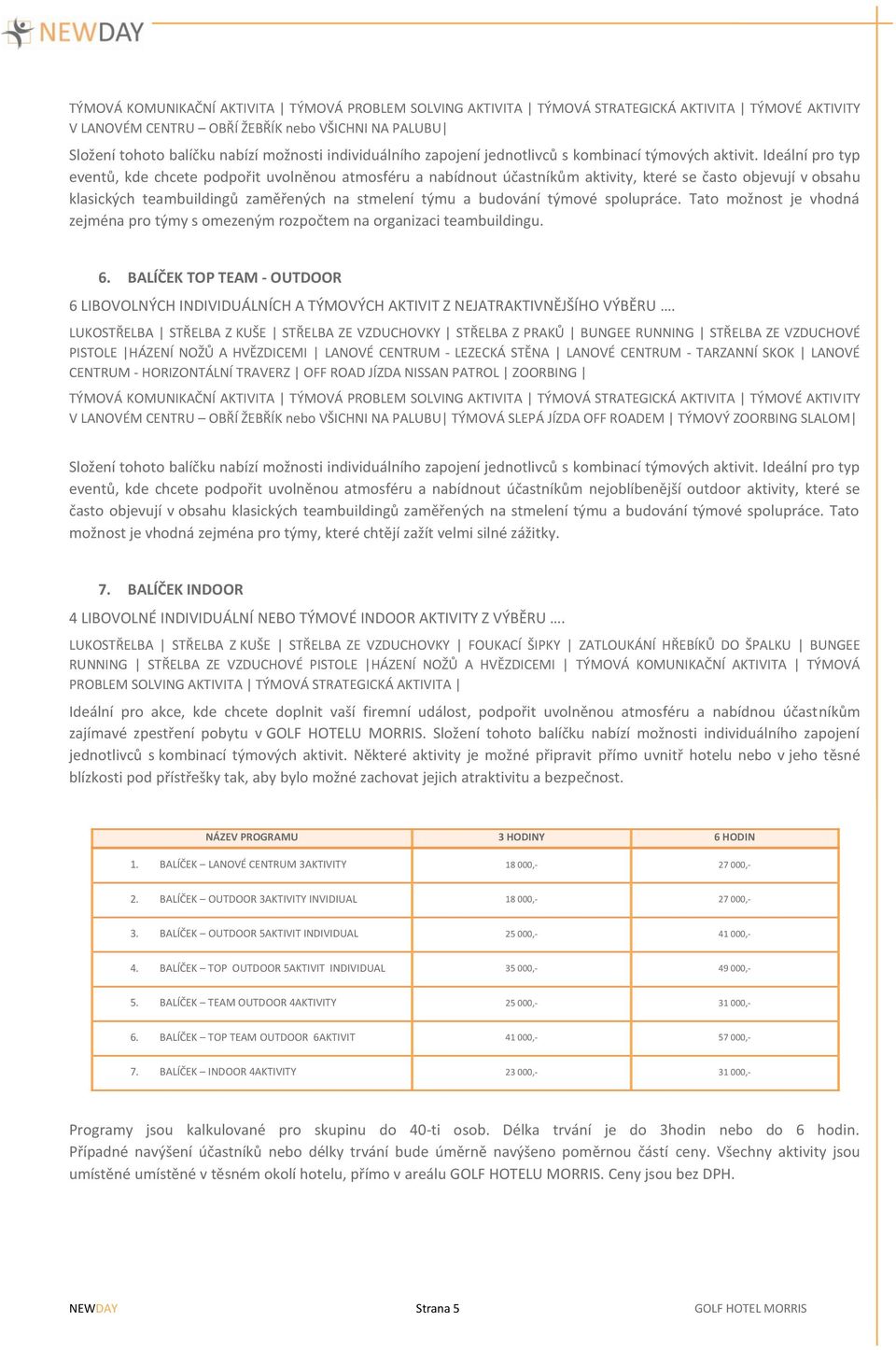 Ideální pro typ eventů, kde chcete podpořit uvolněnou atmosféru a nabídnout účastníkům aktivity, které se často objevují v obsahu klasických teambuildingů zaměřených na stmelení týmu a budování