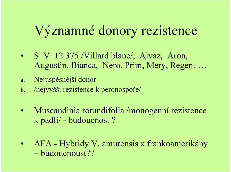 Regent a. Nejúspěsnější donor b.