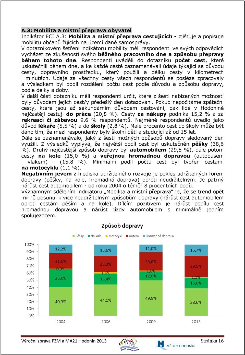 Respondenti uváděli do dotazníku počet cest, které uskutečnili během dne, a ke každé cestě zaznamenávali údaje týkající se důvodu cesty, dopravního prostředku, který použili a délku cesty v