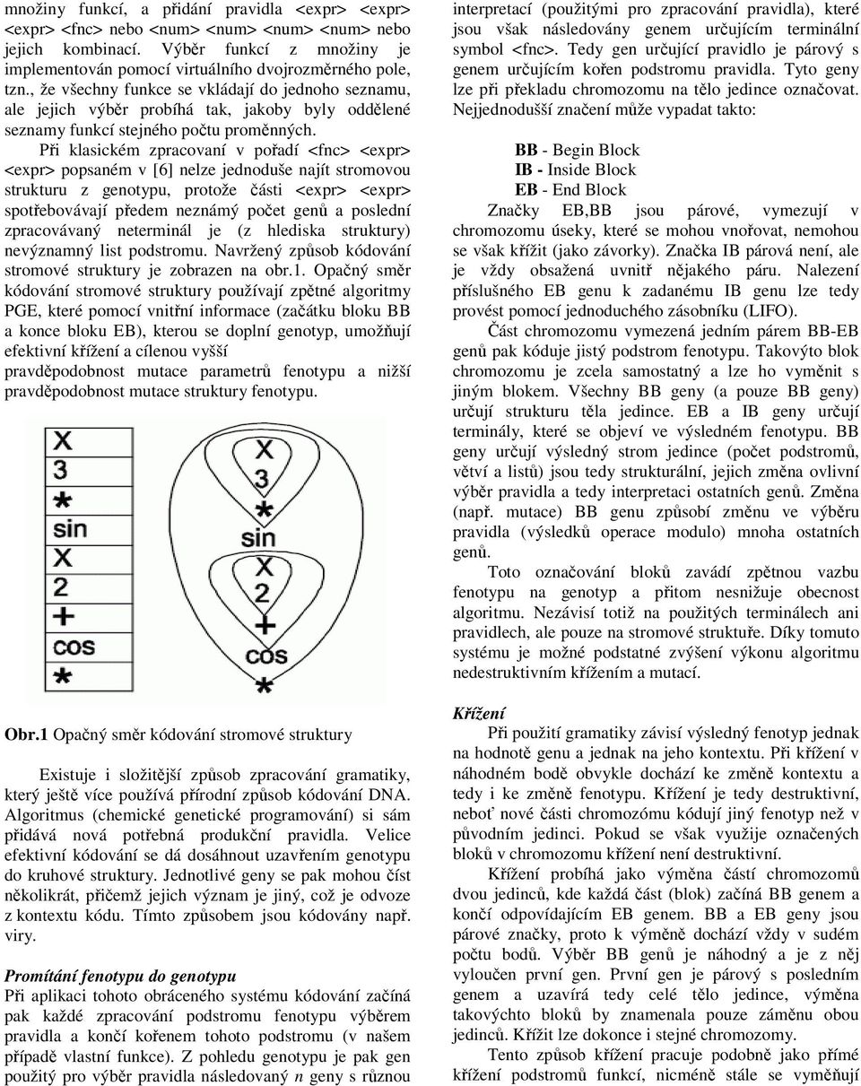 Při klasickém zpracovaní v pořadí <fnc> <expr> <expr> popsaném v [6] nelze jednoduše najít stromovou strukturu z genotypu, protože části <expr> <expr> spotřebovávají předem neznámý počet genů a