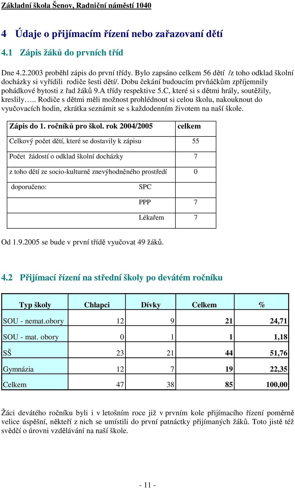 C, které si s dětmi hrály, soutěžily, kreslily.. Rodiče s dětmi měli možnost prohlédnout si celou školu, nakouknout do vyučovacích hodin, zkrátka seznámit se s každodenním životem na naší škole.