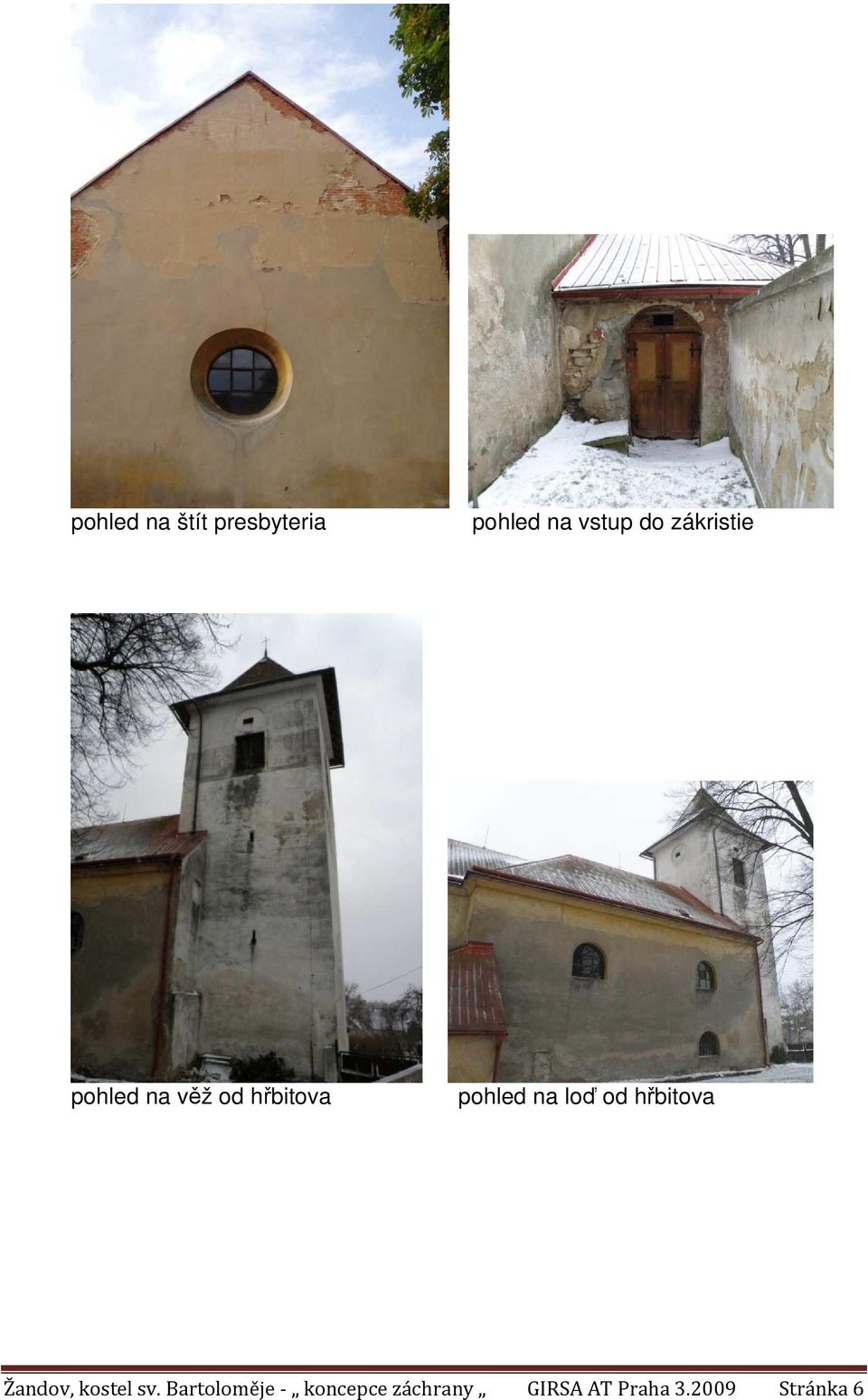 loď od hřbitova Žandov, kostel sv.