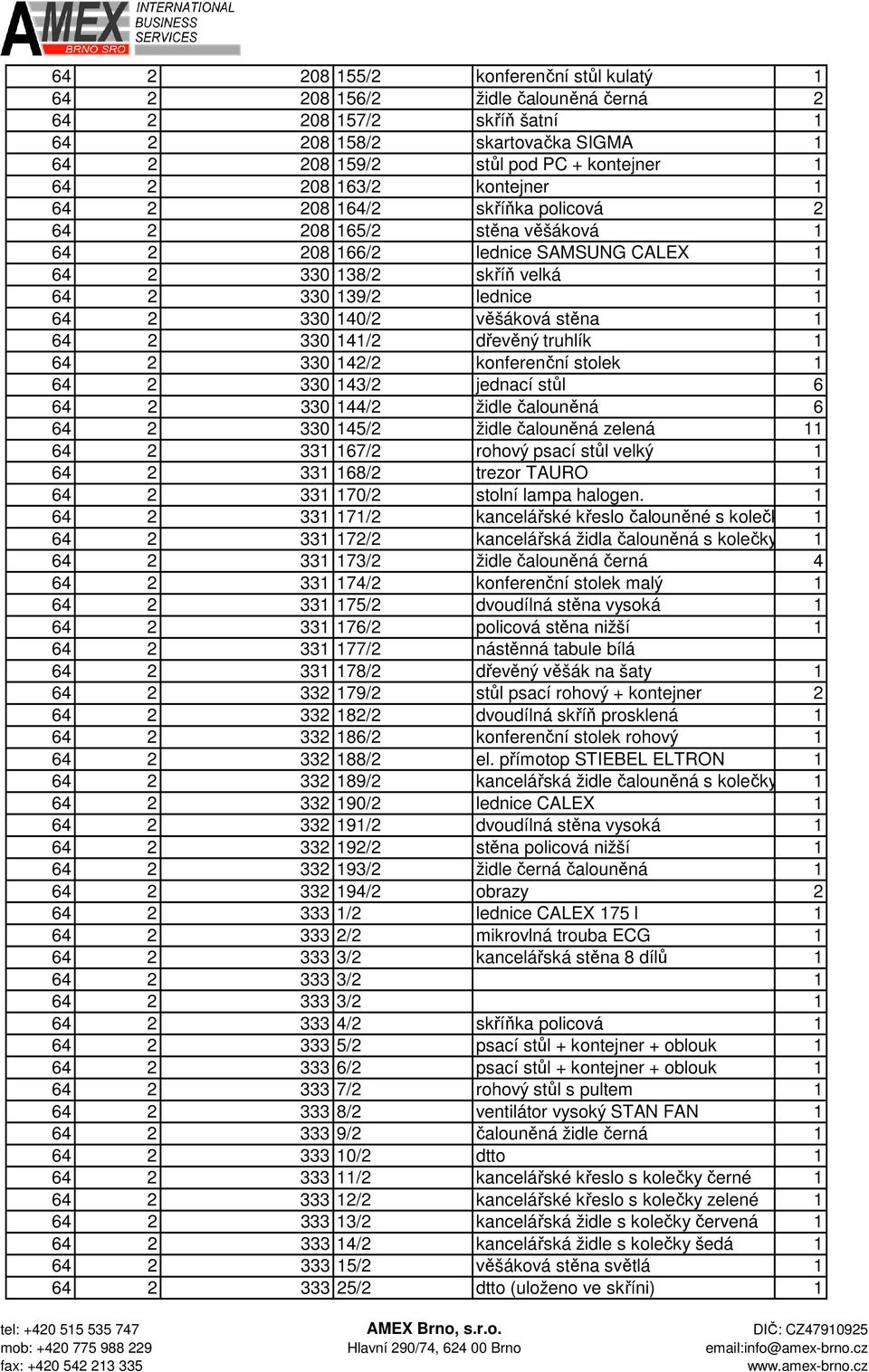 stěna 1 64 2 330 141/2 dřevěný truhlík 1 64 2 330 142/2 konferenční stolek 1 64 2 330 143/2 jednací stůl 6 64 2 330 144/2 židle čalouněná 6 64 2 330 145/2 židle čalouněná zelená 11 64 2 331 167/2