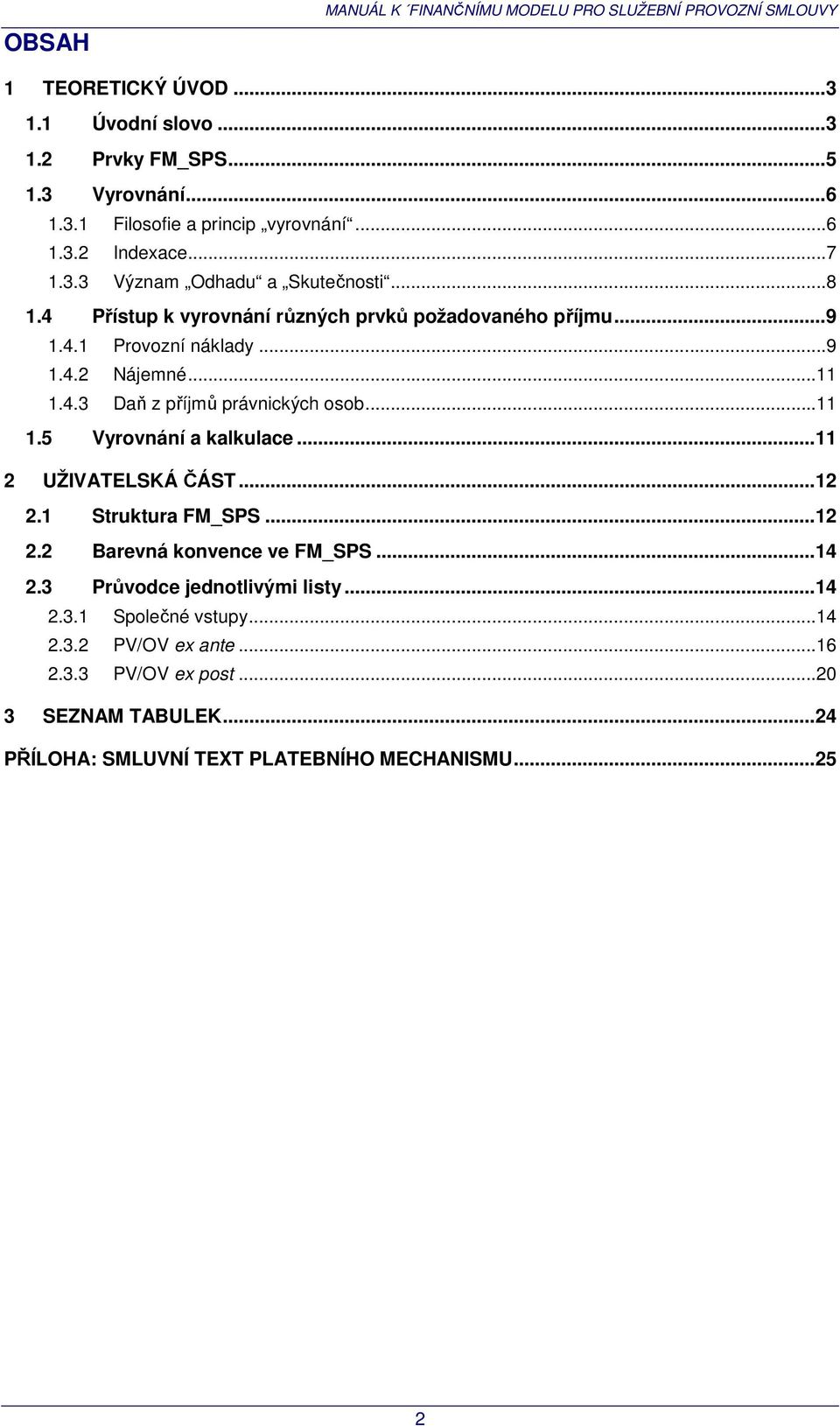 ..11 1.5 Vyrovnání a kalkulace... 11 2 UŽIVATELSKÁ ČÁST... 12 2.1 Struktura FM_SPS... 12 2.2 Barevná konvence ve FM_SPS... 14 2.3 Průvodce jednotlivými listy... 14 2.3.1 Společné vstupy.