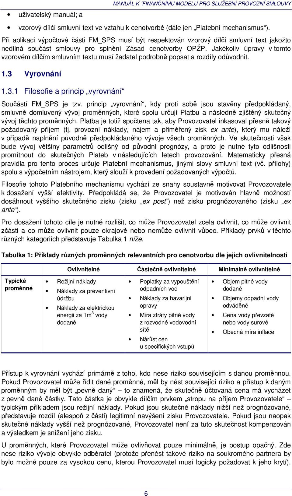 Jakékoliv úpravy v tomto vzorovém dílčím smluvním textu musí žadatel podrobně popsat a rozdíly odůvodnit. 1.3 Vyrovnání 1.3.1 Filosofie a princip vyrovnání Součástí FM_SPS je tzv.
