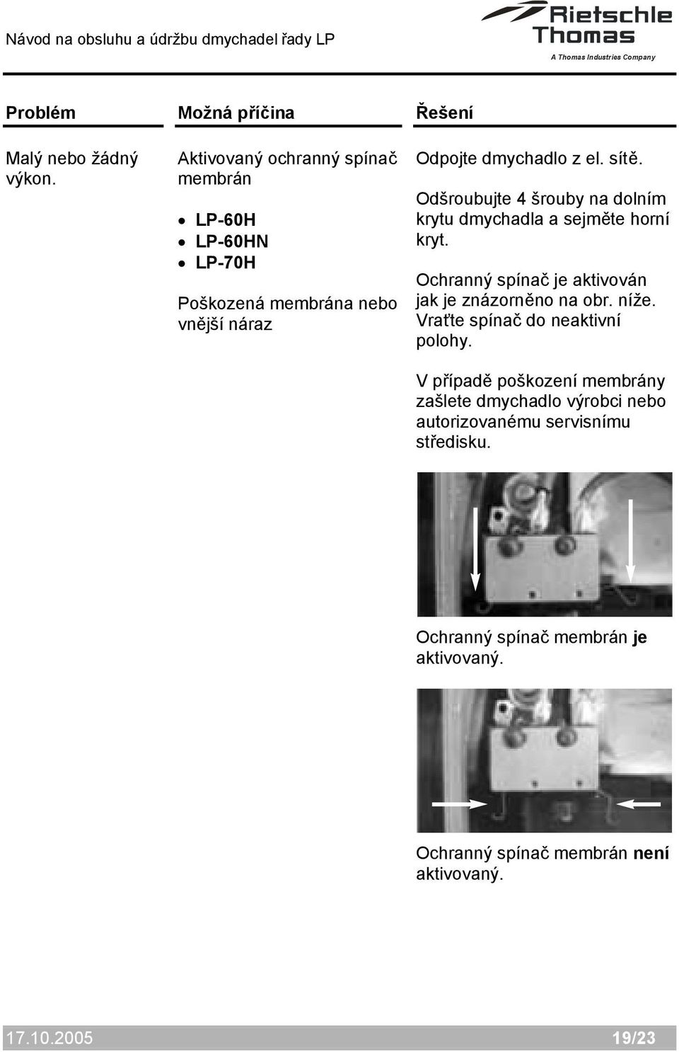 z el. sítě. Odšroubujte 4 šrouby na dolním krytu dmychadla a sejměte horní kryt.