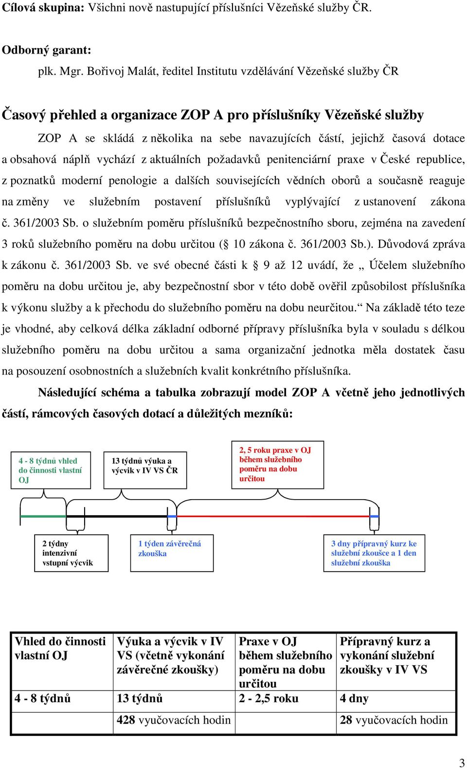 dotace a obsahová náplň vychází z aktuálních požadavků penitenciární praxe v České republice, z poznatků moderní penologie a dalších souvisejících vědních oborů a současně reaguje na změny ve