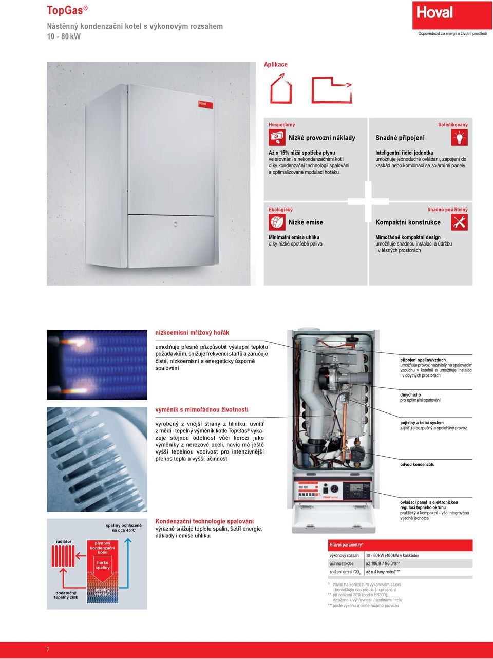 díky nízké spotřebě paliva Kompaktní konstrukce Mimořádně kompaktní design umožňuje snadnou instalaci a údržbu i v těsných prostorách 12 nízkoemisní mřížový hořák umožňuje přesně přizpůsobit výstupní