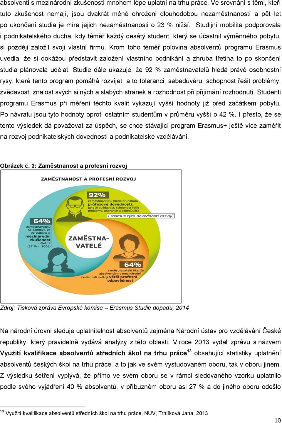 Studijní mobilita podporovala i podnikatelského ducha, kdy téměř každý desátý student, který se účastnil výměnného pobytu, si později založil svoji vlastní firmu.