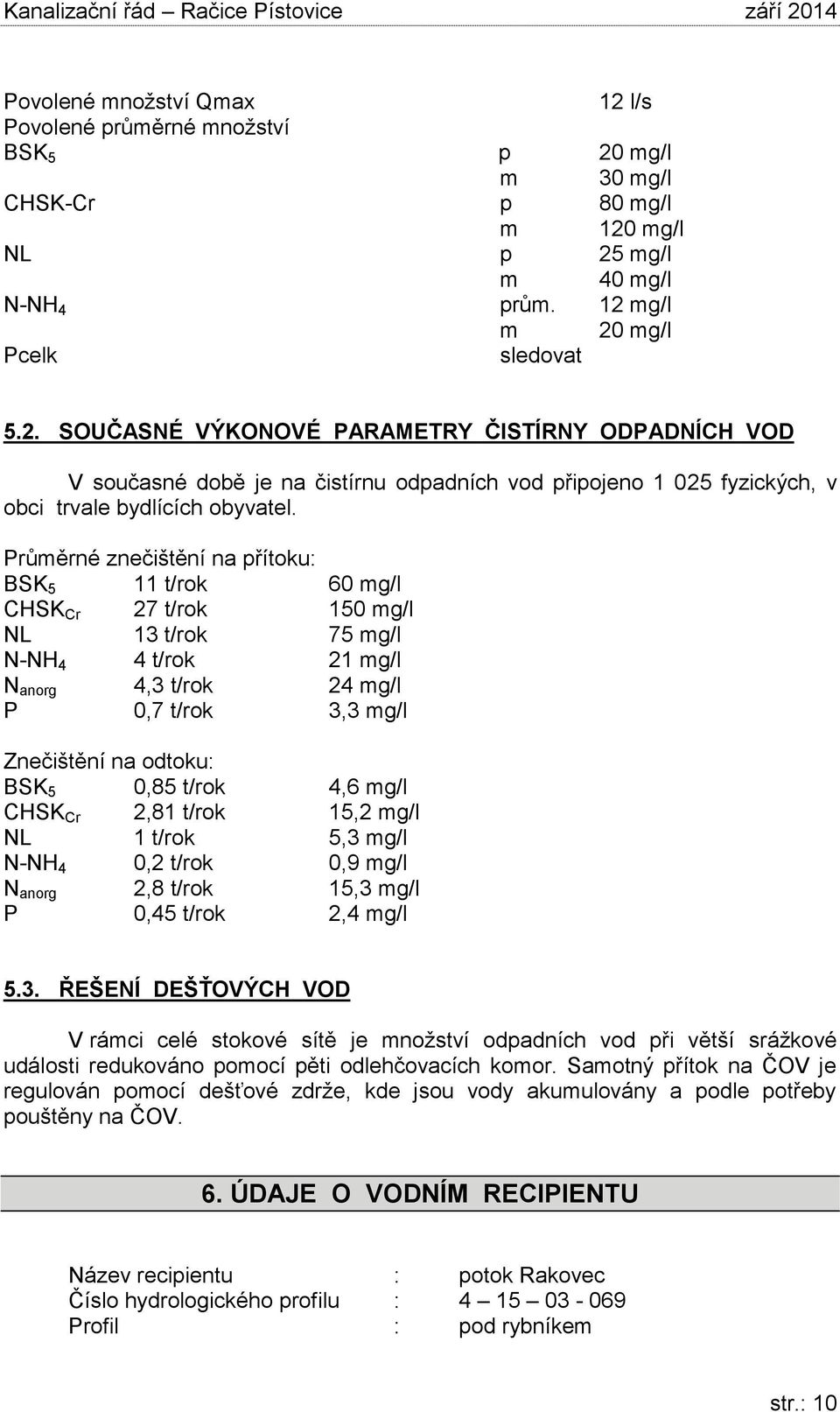 0,85 t/rok 4,6 mg/l CHSK Cr 2,81 t/rok 15,2 mg/l NL 1 t/rok 5,3 