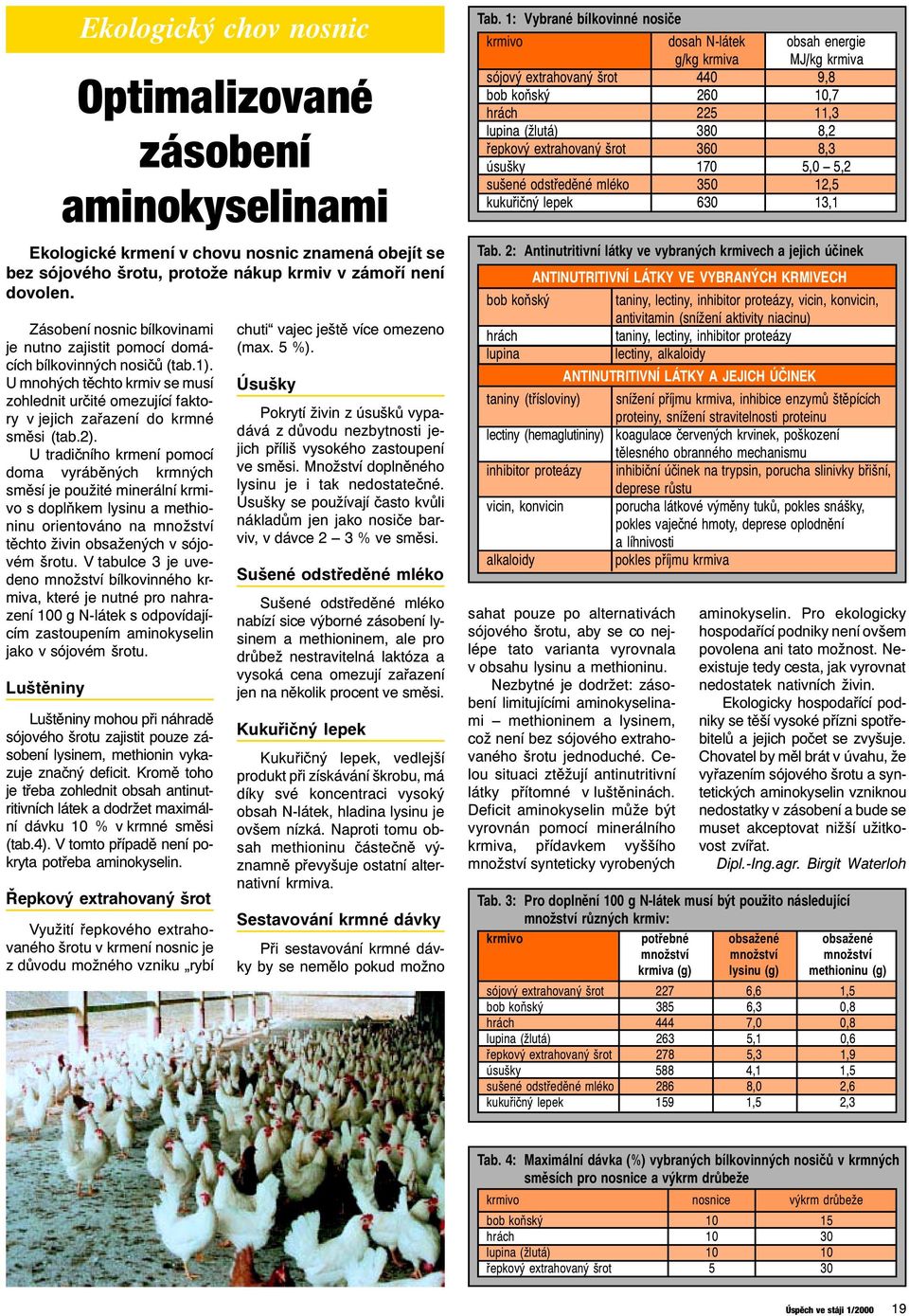 U tradičního krmení pomocí doma vyráběných krmných směsí je použité minerální krmivo s doplňkem lysinu a methioninu orientováno na množství těchto živin obsažených v sójovém šrotu.