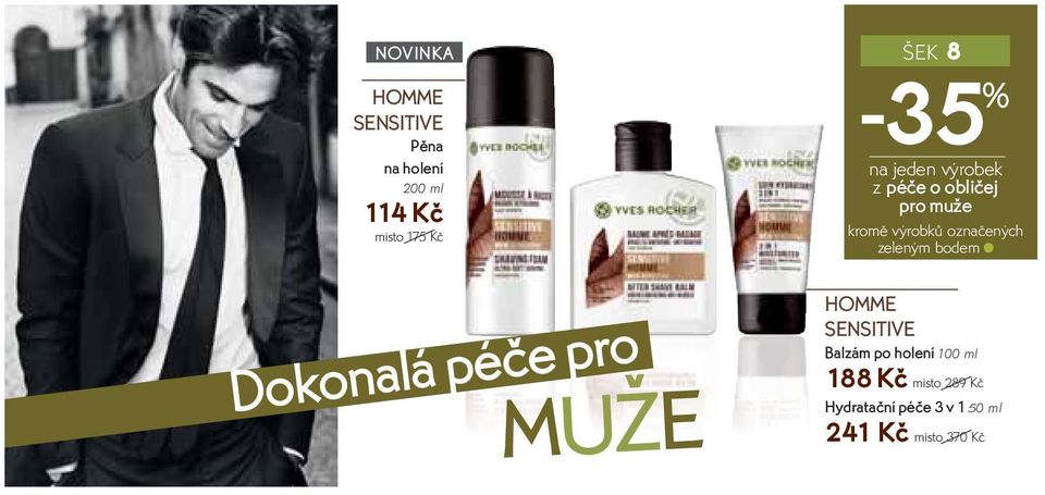 označených zeleným bodem Dokonalá péče pro MUŽE HOMME SENSITIVE Balzám