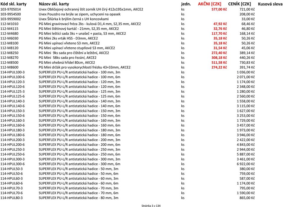 32,76 Kč 46,80 Kč 112-M4680 PG Mini leštící sada 3ks + unašeč + pasta, S3 mm, AKCE2 ks 117,70 Kč 168,14 Kč 112-M6030 PG Mini 2ks vrták HSS - D3mm, AKCE2 ks 35,18 Kč 50,26 Kč 112-M8100 PG Mini upínací