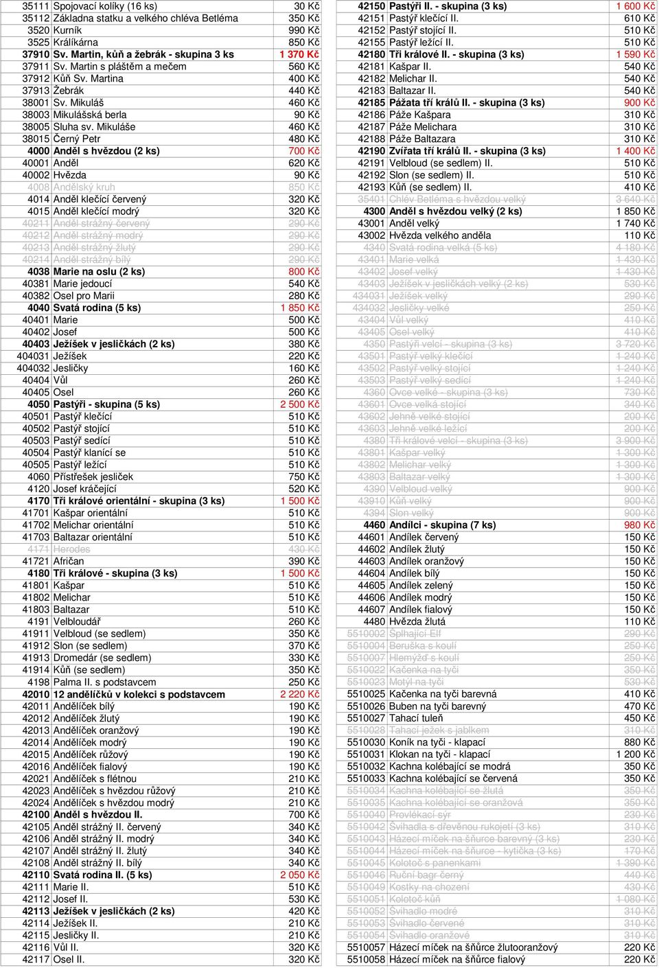 - skupina (3 ks) 1 590 Kč 37911 Sv. Martin s pláštěm a mečem 560 Kč 42181 Kašpar II. 540 Kč 37912 Kůň Sv. Martina 400 Kč 42182 Melichar II. 540 Kč 37913 Žebrák 440 Kč 42183 Baltazar II.