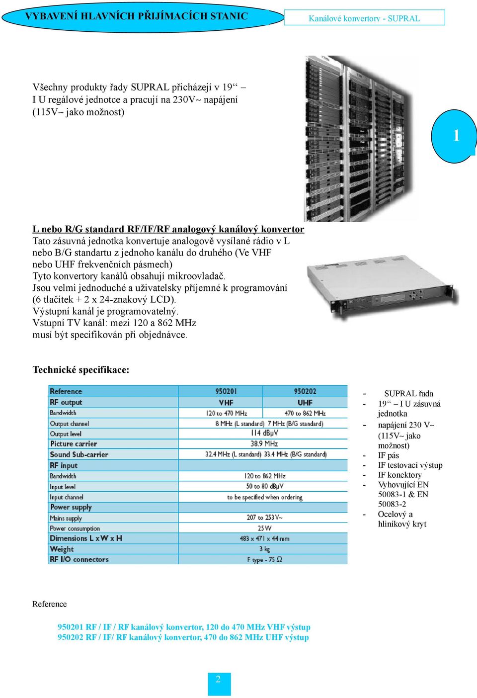 konvertory kanálů obsahují mikroovladač. Jsou velmi jednoduché a uživatelsky příjemné k programování (6 tlačítek + 2 x 24znakový LCD). Výstupní kanál je programovatelný.