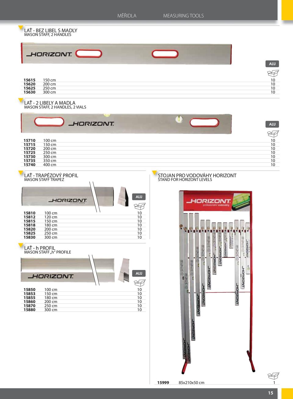 PROFIL MASON STAFF TRAPEZ STOJAN PRO VODOVÁHY HORIZONT STAND FOR HORIZONT LEVELS 8 0 cm 82 cm 8 0 cm 88 80 cm 8 0