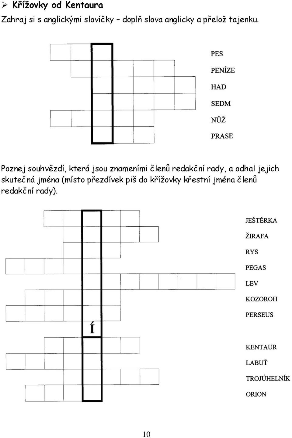 Poznej souhvězdí, která jsou znameními členů redakční rady, a