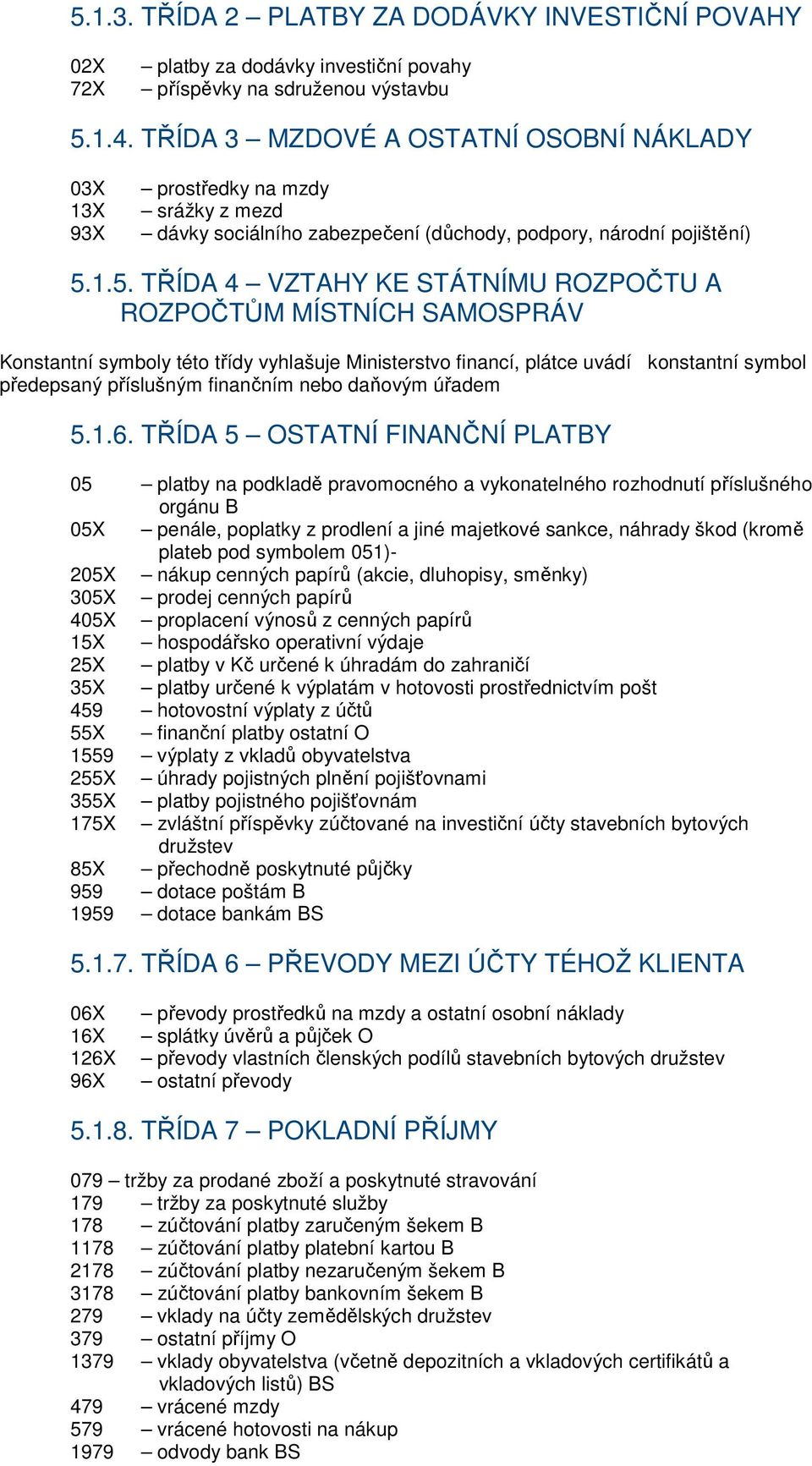 1.5. TŘÍDA 4 VZTAHY KE STÁTNÍMU ROZPOČTU A ROZPOČTŮM MÍSTNÍCH SAMOSPRÁV Konstantní symboly této třídy vyhlašuje Ministerstvo financí, plátce uvádí konstantní symbol předepsaný příslušným finančním