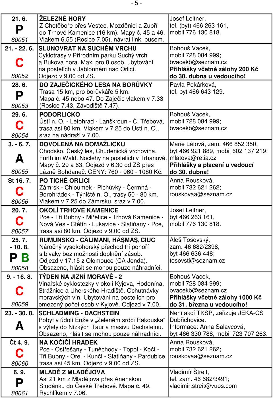 SLUNOVRT N SUHÉM VRHU yklotrasy v írodním parku Suchý vrch a Buková hora. Max. pro 8 osob, ubytování na postelích v Jablonném nad Orlicí. Odjezd v 9.00 od ZS.