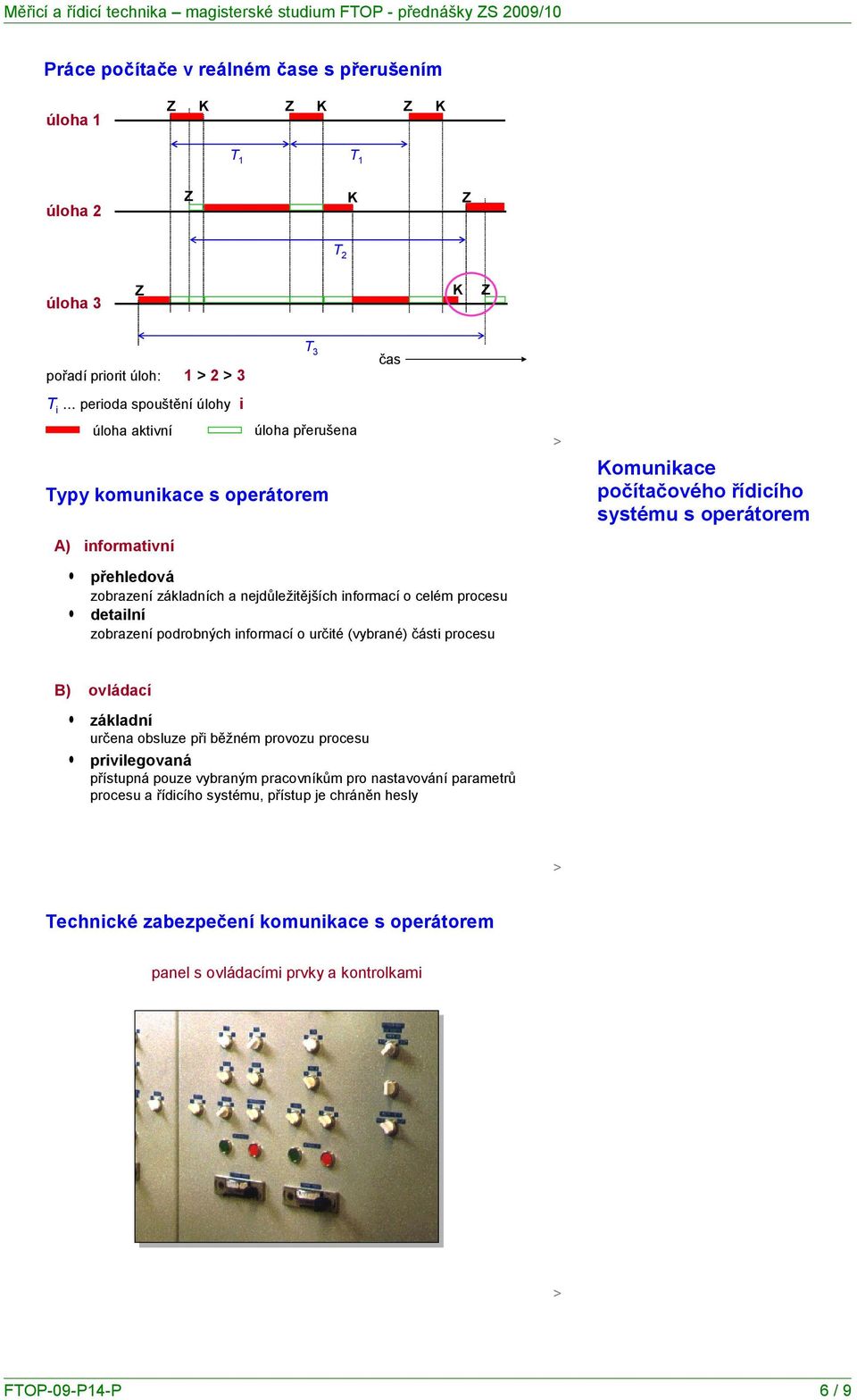 procesu detailní zobrazení podrobných informací o určité (vybrané) části procesu čas omunikace počítačového řídicího systému s operátorem B) ovládací základní určena obsluze při
