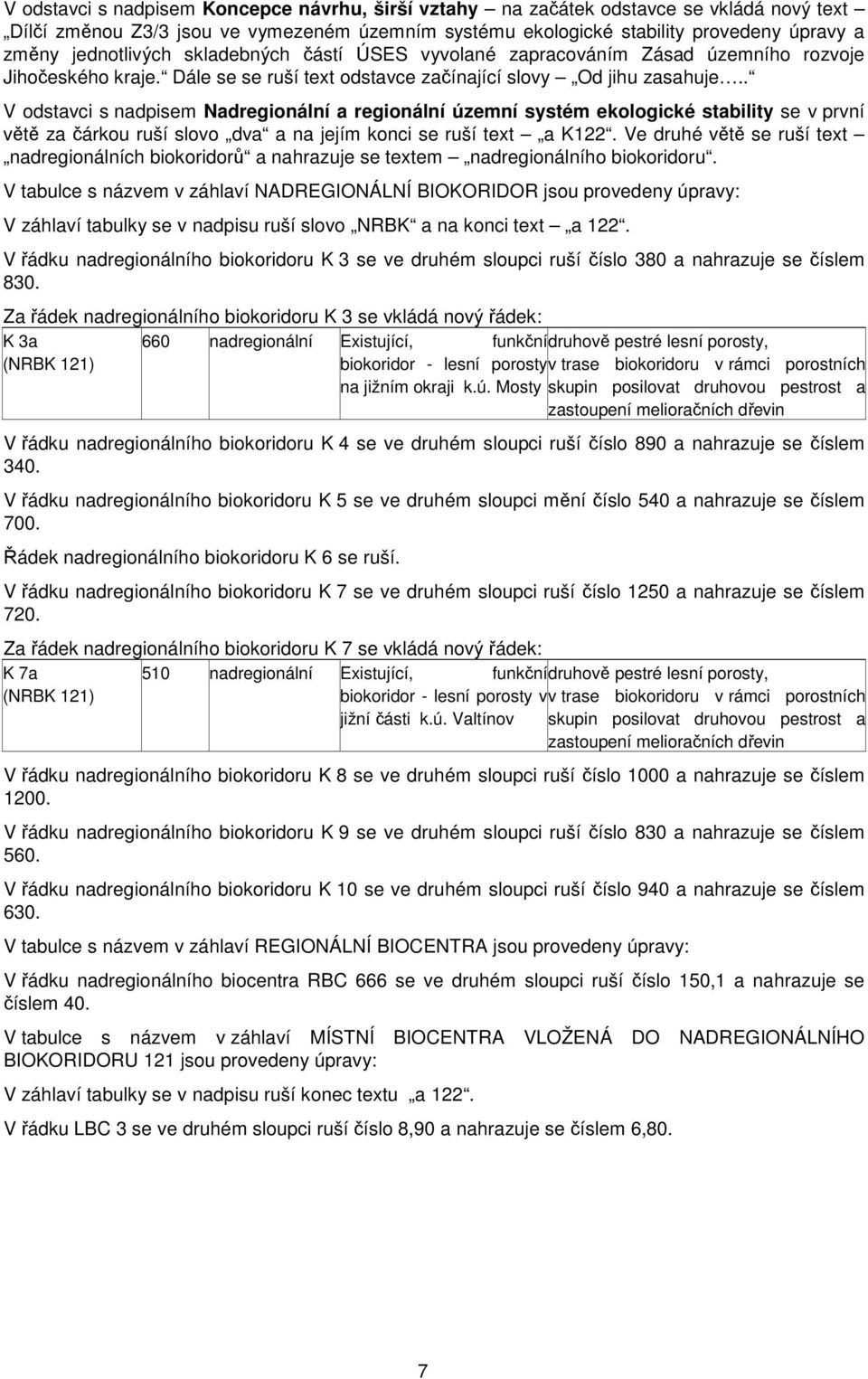 . V odstavci s nadpisem Nadregionální a regionální územní systém ekologické stability se v první větě za čárkou ruší slovo dva a na jejím konci se ruší text a K122.