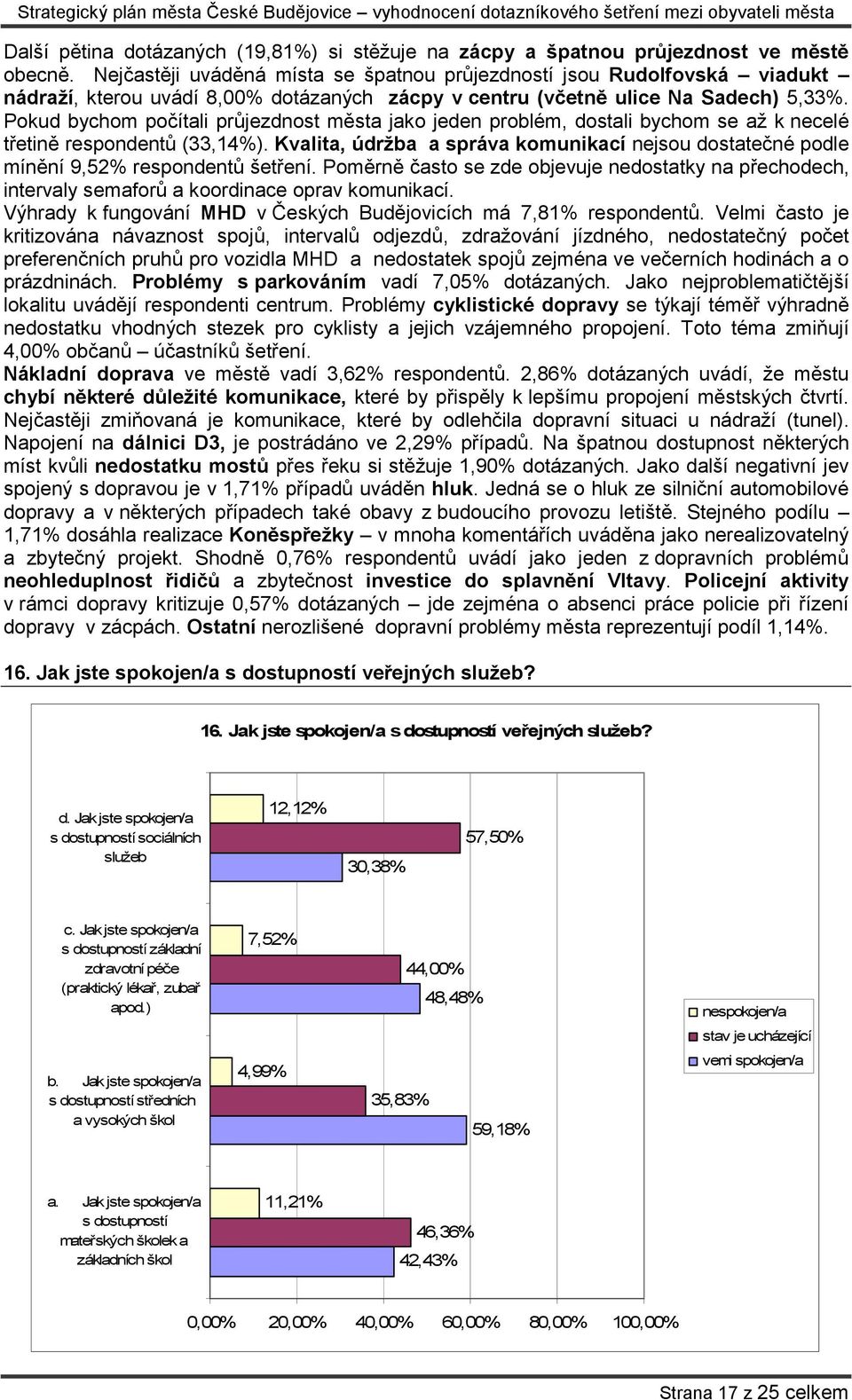 Pokud bychom počítali průjezdnost města jako jeden problém, dostali bychom se až k necelé třetině respondentů (33,14%).