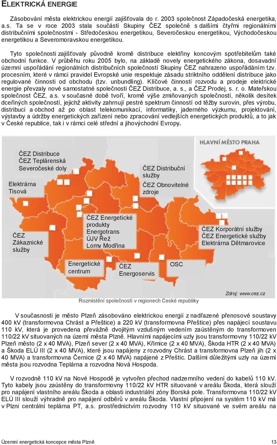 a elektrickou energií zajišovala do r. 2003 sp