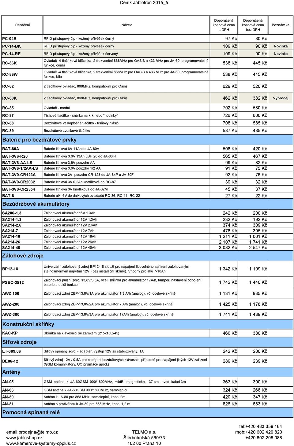 funkce, černá Ovladač -4 tlačítková klíčenka, 2 frekvenční 868MHz pro OASiS a 433 MHz pro JA-60, programovatelné funkce, bílá 538 Kč 445 Kč 538 Kč 445 Kč RC-82 2 tlačítkový ovladač, 868MHz,