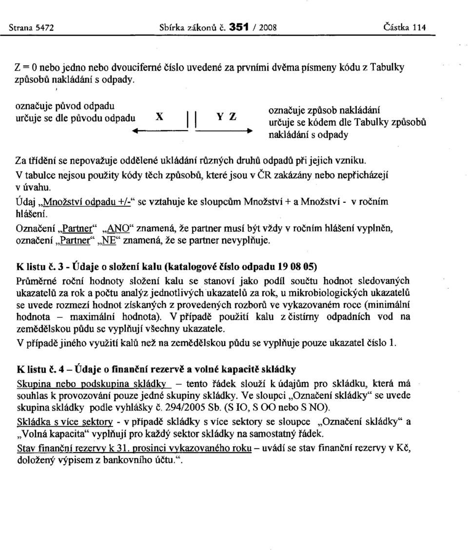 odpadů při jejich vzniku. V tabulce nejsou použity kódy těch způsobů, které jsou v ČR zakázány nebo nepřicházejí v úvahu.