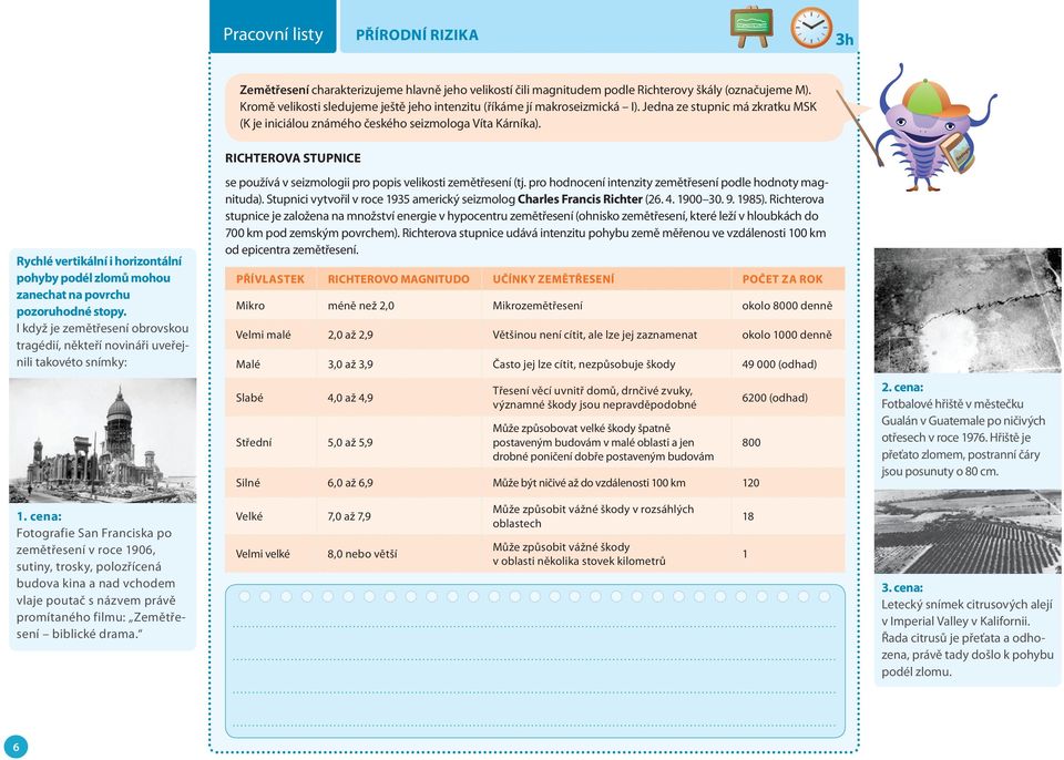 I když je zemětřesení obrovskou tragédií, někteří novináři uveřejnili takovéto snímky: RICHTEROVA STUPNICE se používá v seizmologii pro popis velikosti zemětřesení (tj.