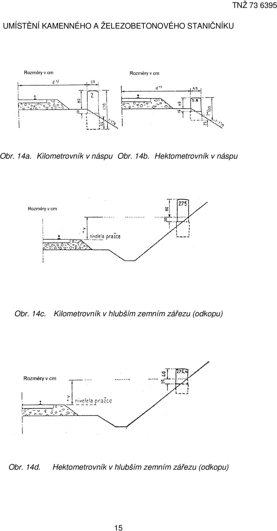 Hektometrovník v náspu Obr. 14c.