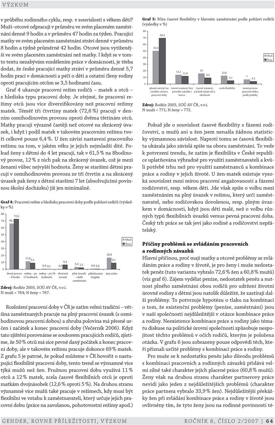 I když se v tomto textu nezabývám rozdělením práce v domácnosti, je třeba dodat, že české pracující matky stráví v průměru denně 5,7 hodin prací v domácnosti a péčí o děti a ostatní členy rodiny