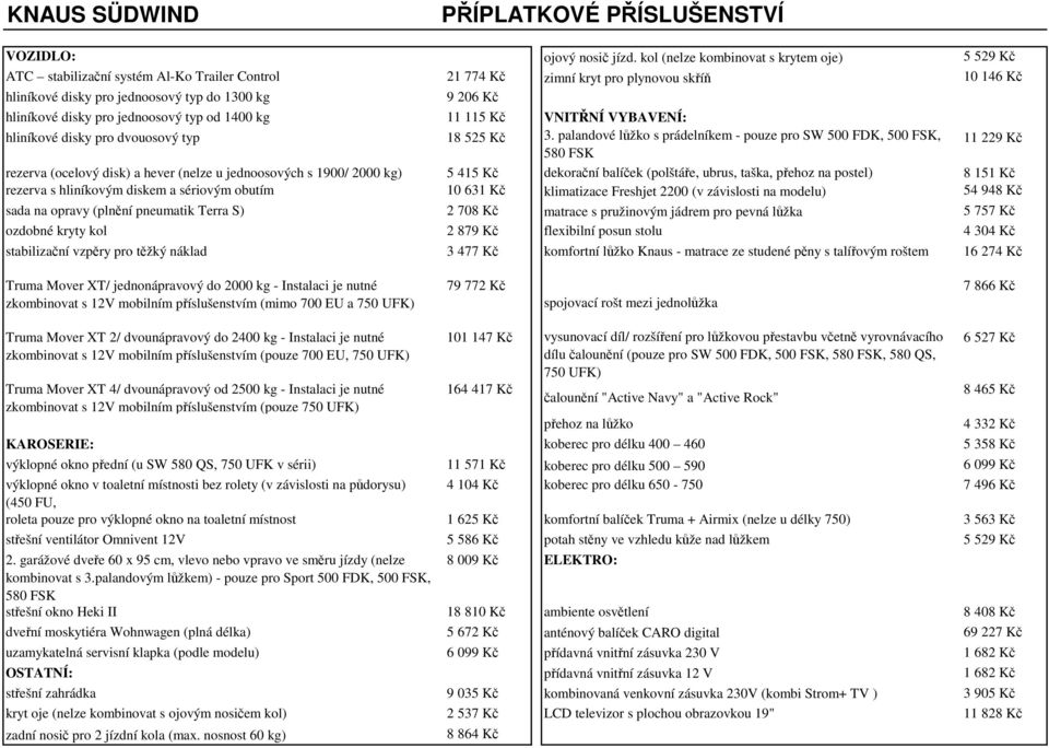 hliníkové disky pro jednoosový typ od 1400 kg 11 115 Kč VNITŘNÍ VYBAVENÍ: hliníkové disky pro dvouosový typ 18 525 Kč 3.