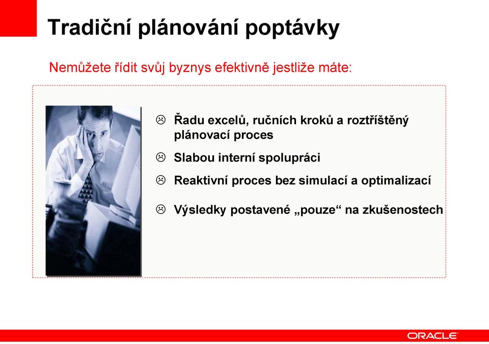 roztříštěný plánovací proces Slabou interní spolupráci