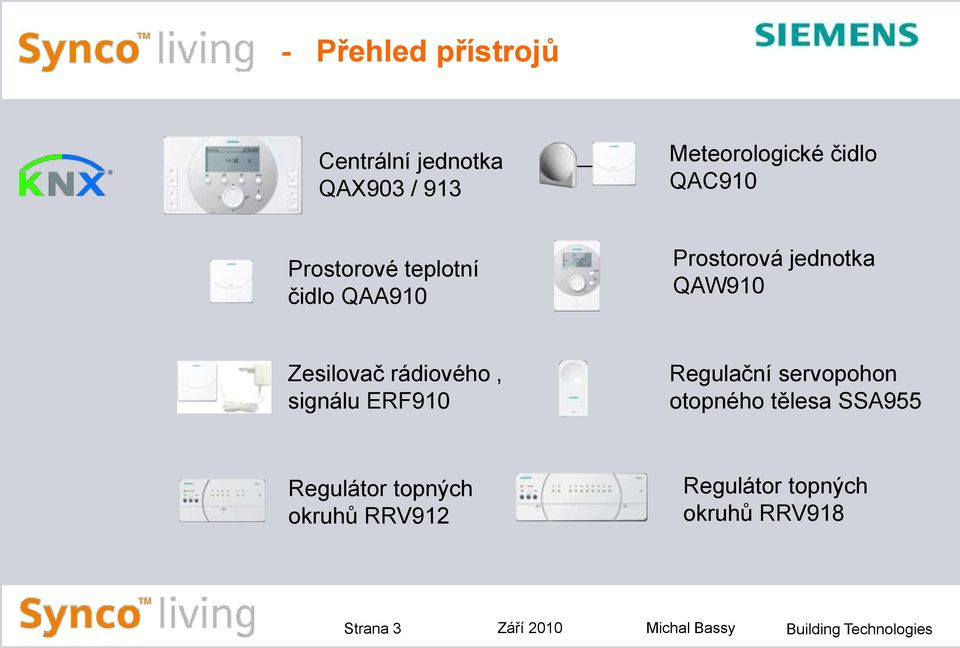 signálu ERF910 Regulační servopohon otopného tělesa SSA955 Regulátor topných