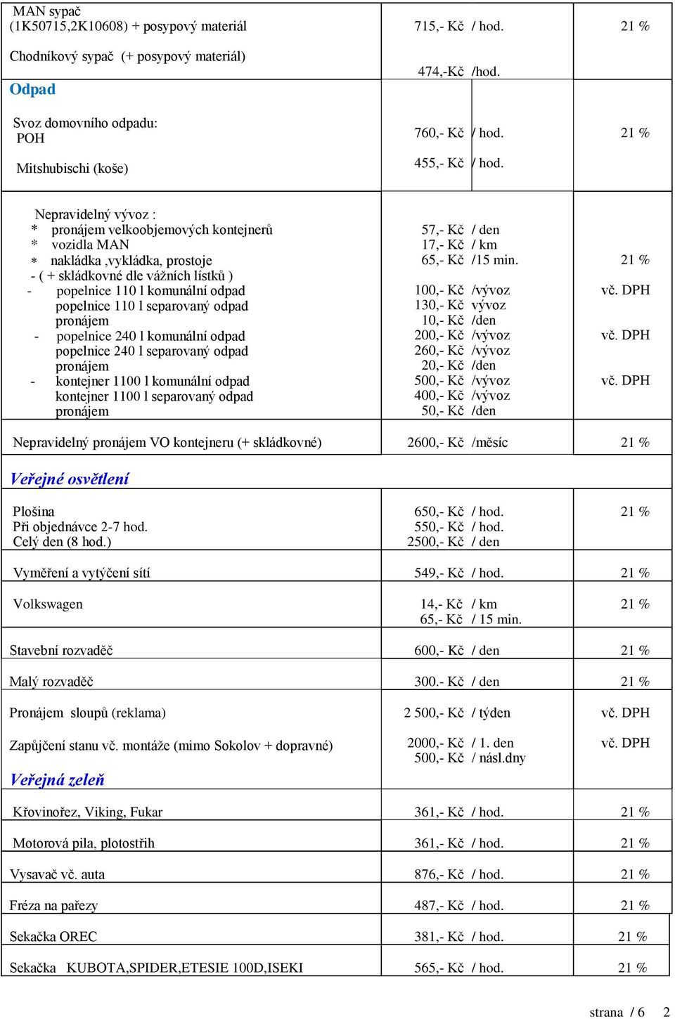 popelnice 240 l komunální odpad popelnice 240 l separovaný odpad pronájem - kontejner 1100 l komunální odpad kontejner 1100 l separovaný odpad pronájem 57,- Kč 17,- Kč 100,- Kč 130,- Kč 10,- Kč 200,-