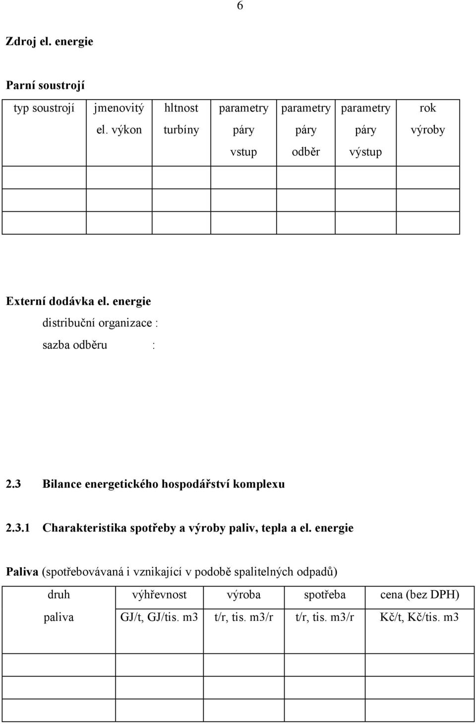 3 Bilance energetického hospodářství komplexu.3.1 Charakteristika spotřeby a výroby paliv, tepla a el.