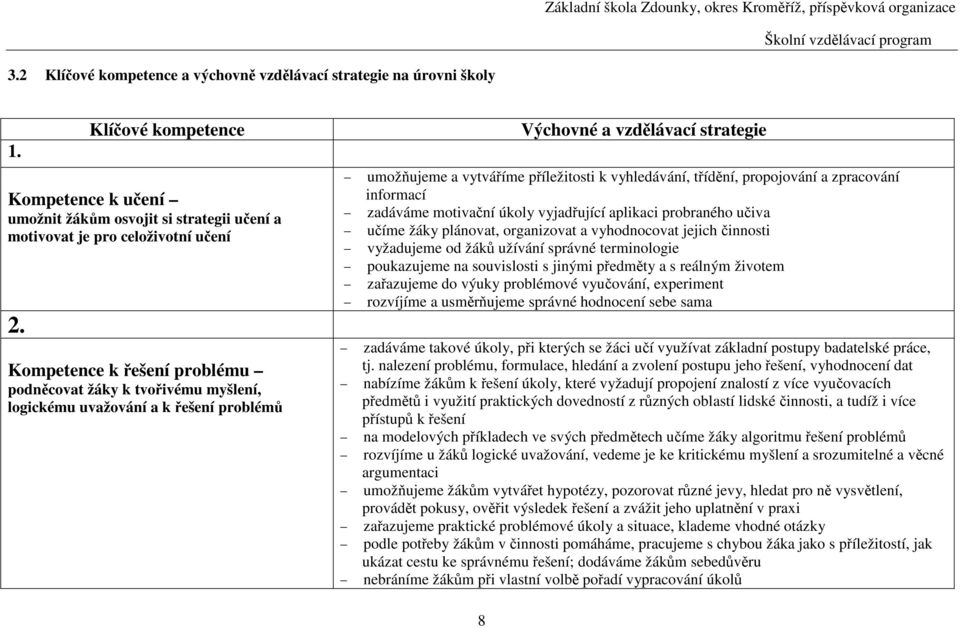 propojování a zpracování informací zadáváme motivační úkoly vyjadřující aplikaci probraného učiva učíme žáky plánovat, organizovat a vyhodnocovat jejich činnosti vyžadujeme od žáků užívání správné