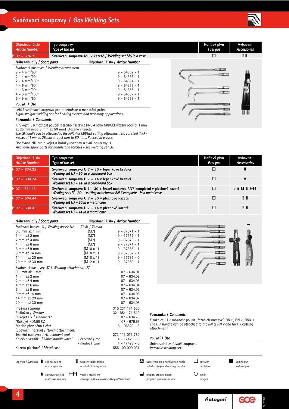 1 6 mm/150 o 9 5357 1 6 9 mm/60 o 9 5358 1 Lehká svařovací souprava pro topenářské a montážní práce. Light-weight welding set for heating system and assembly applications.